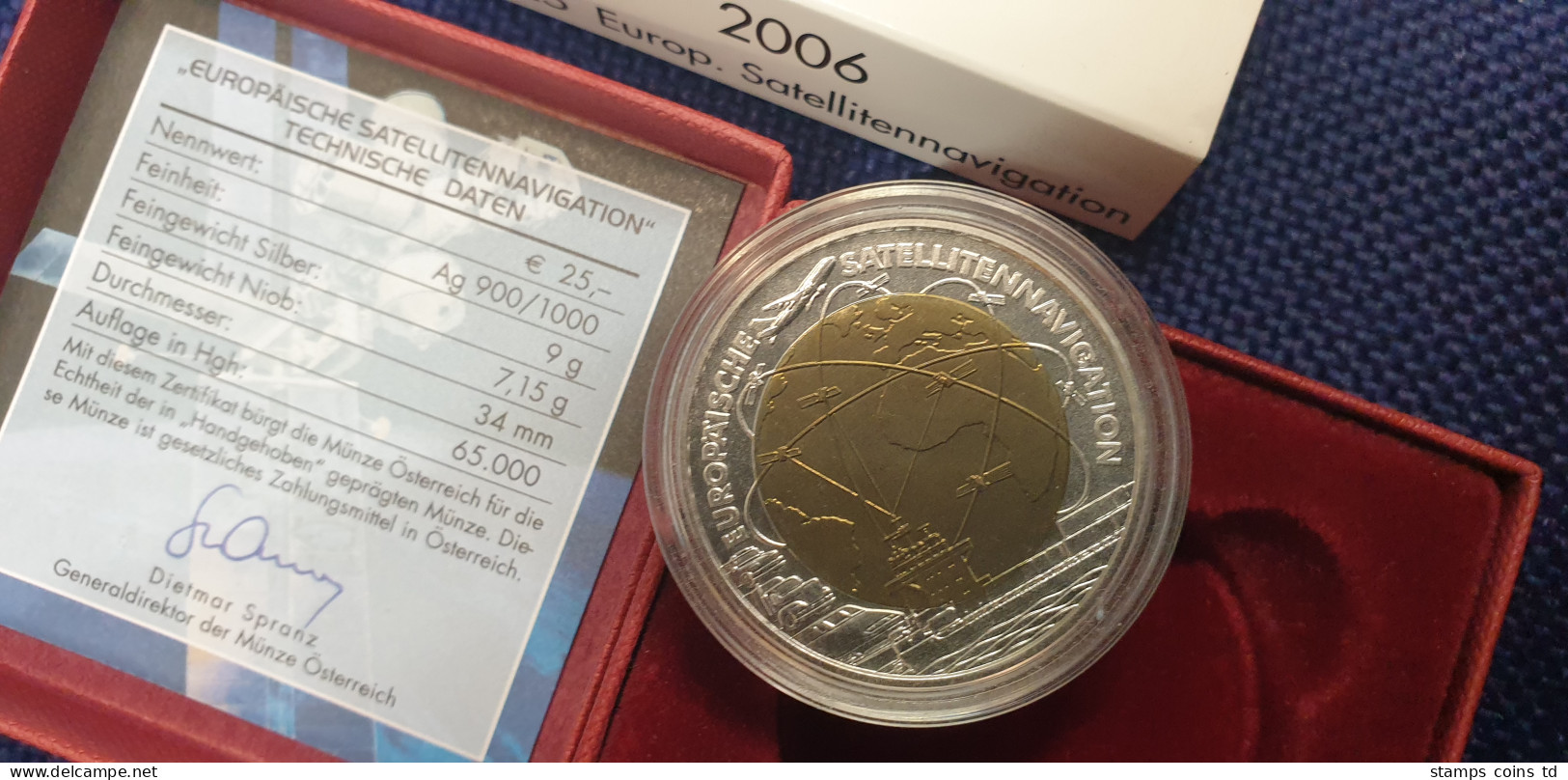 Österreich 25-Euro Niob-Münze 2006, Satellitennavigation - Autriche