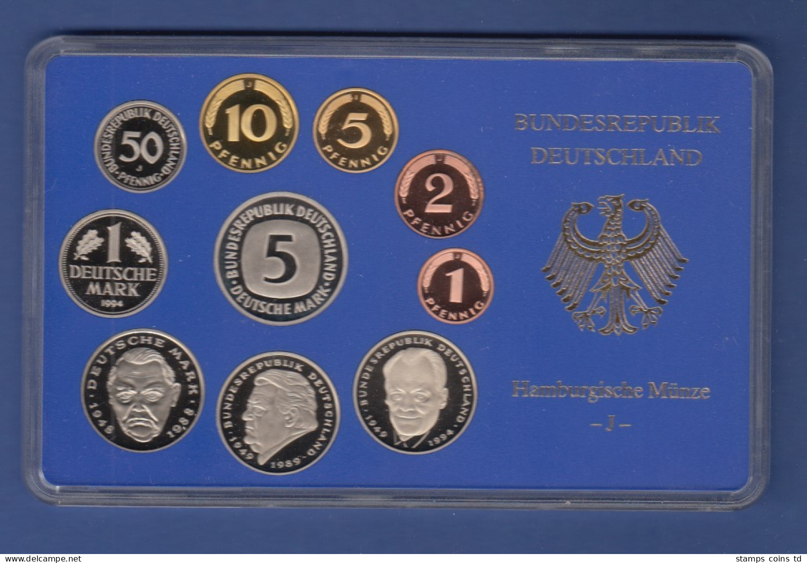 Bundesrepublik DM-Kursmünzensatz 1994 J Polierte Platte PP - Mint Sets & Proof Sets