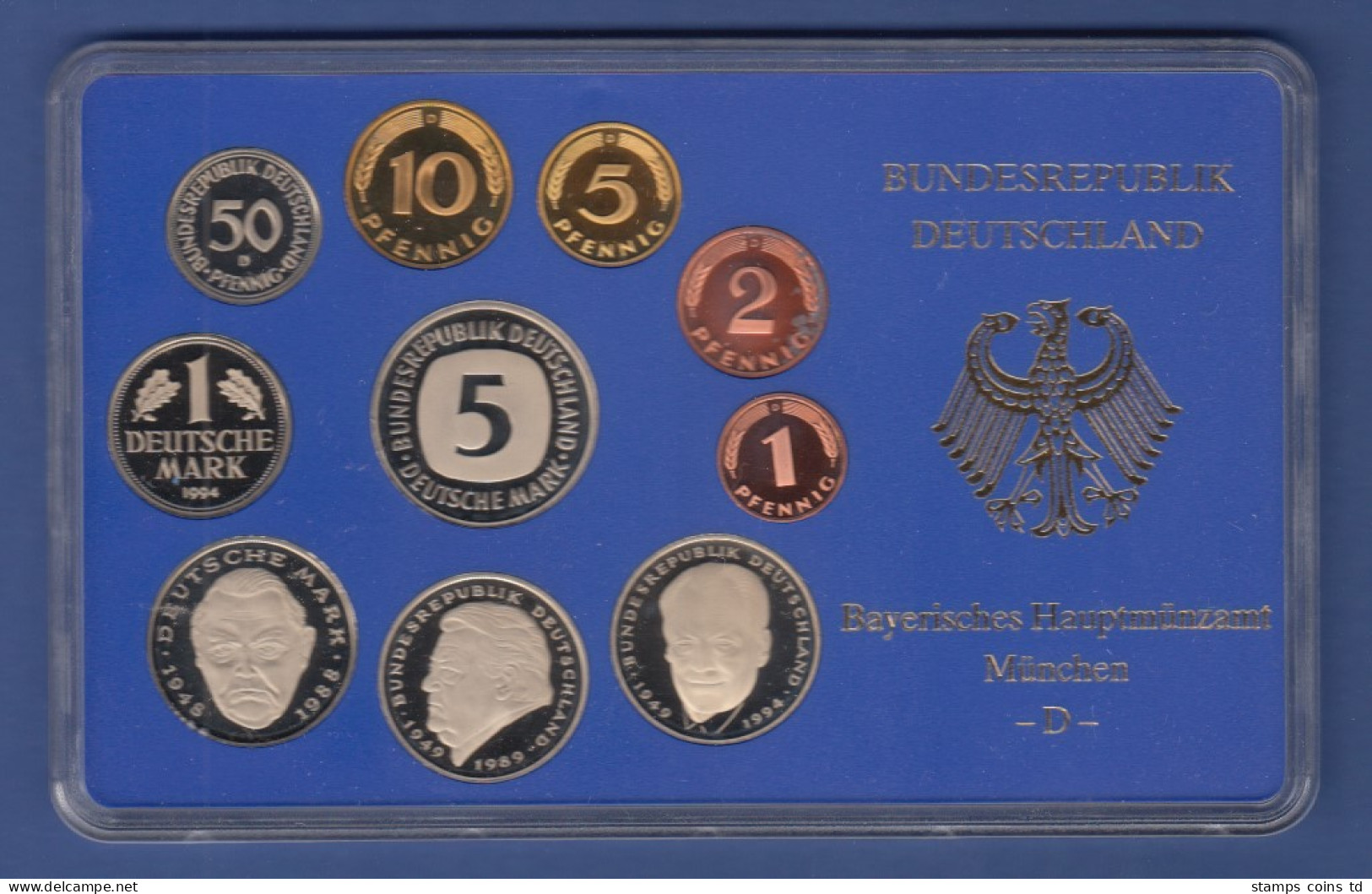 Bundesrepublik DM-Kursmünzensatz 1994 D Polierte Platte PP - Mint Sets & Proof Sets