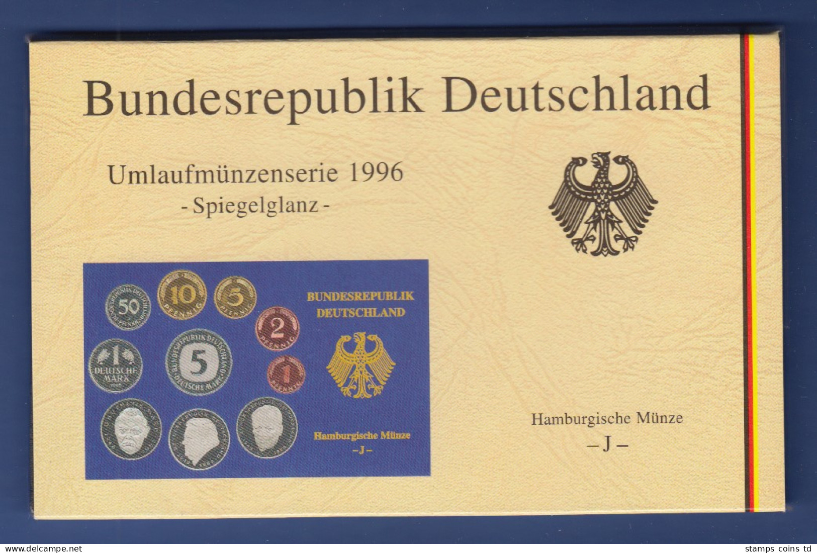 Bundesrepublik DM-Kursmünzensatz 1996 J Polierte Platte PP - Mint Sets & Proof Sets