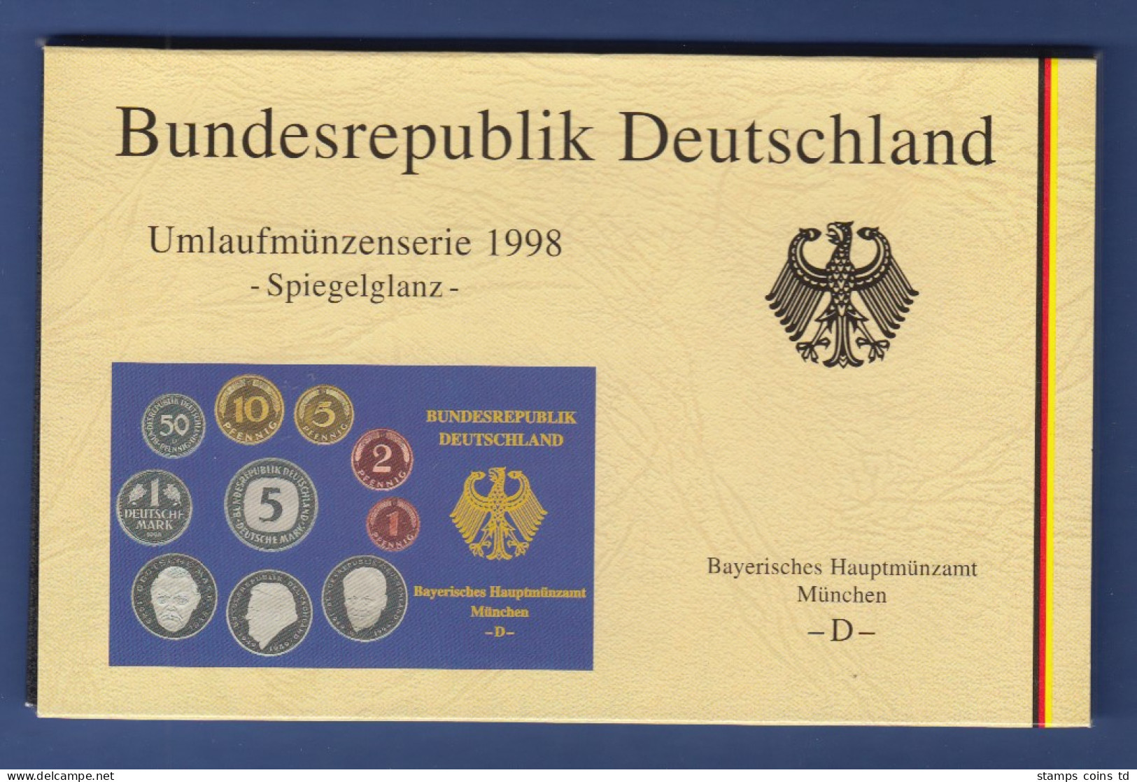 Bundesrepublik DM-Kursmünzensatz 1998 D Polierte Platte PP - Mint Sets & Proof Sets