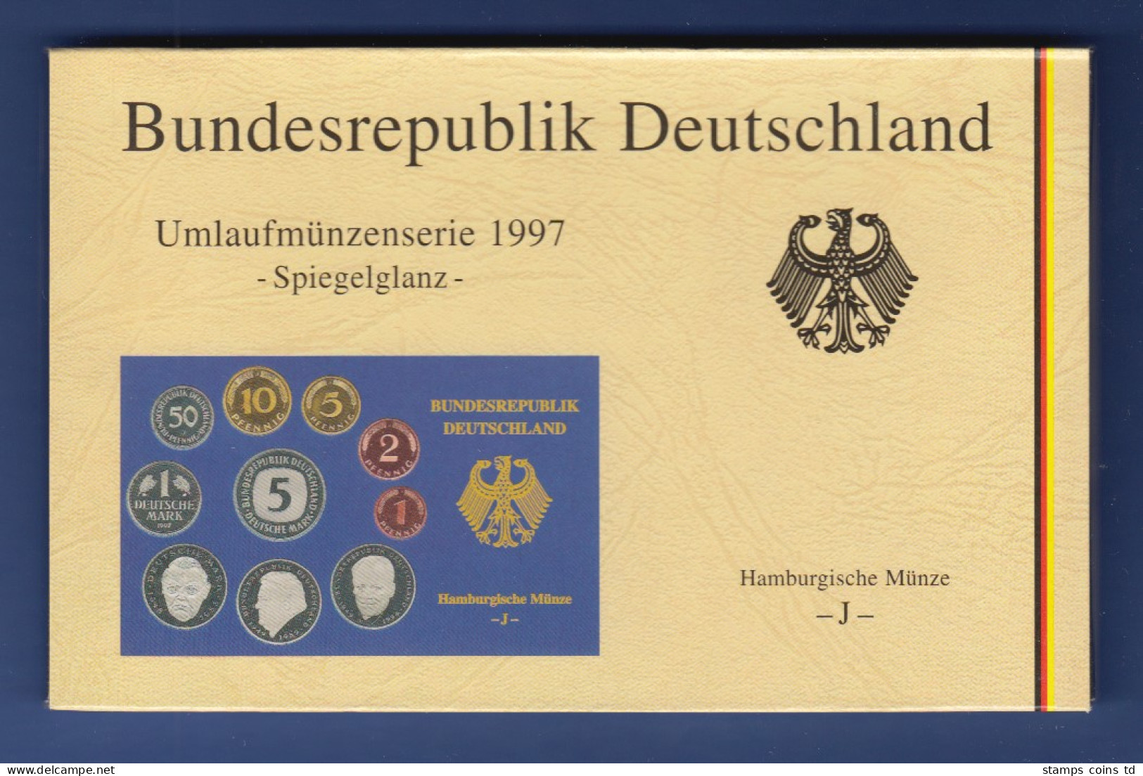 Bundesrepublik DM-Kursmünzensatz 1997 J Polierte Platte PP - Ongebruikte Sets & Proefsets
