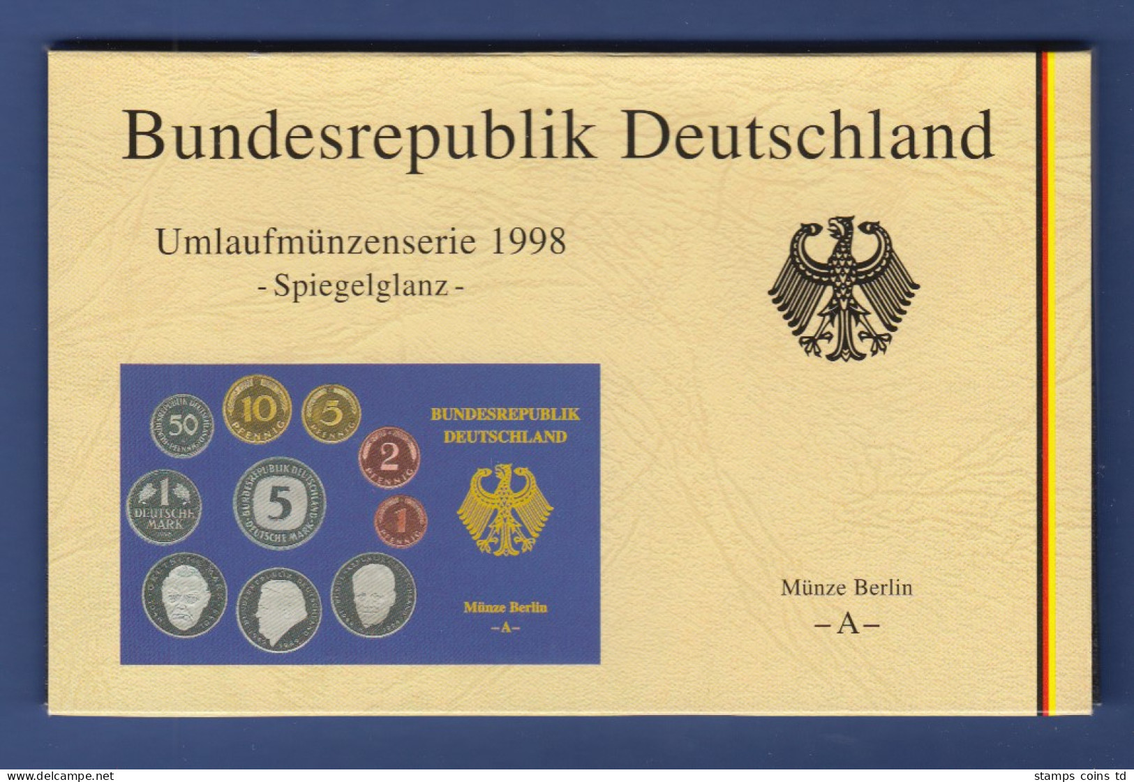 Bundesrepublik DM-Kursmünzensatz 1998 A Polierte Platte PP - Ongebruikte Sets & Proefsets