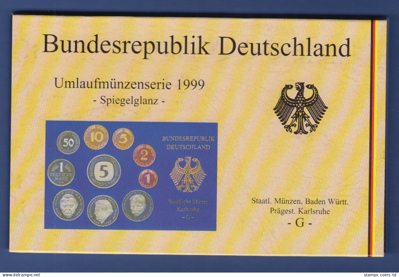 Bundesrepublik DM-Kursmünzensatz 1999 G Polierte Platte PP - Münz- Und Jahressets