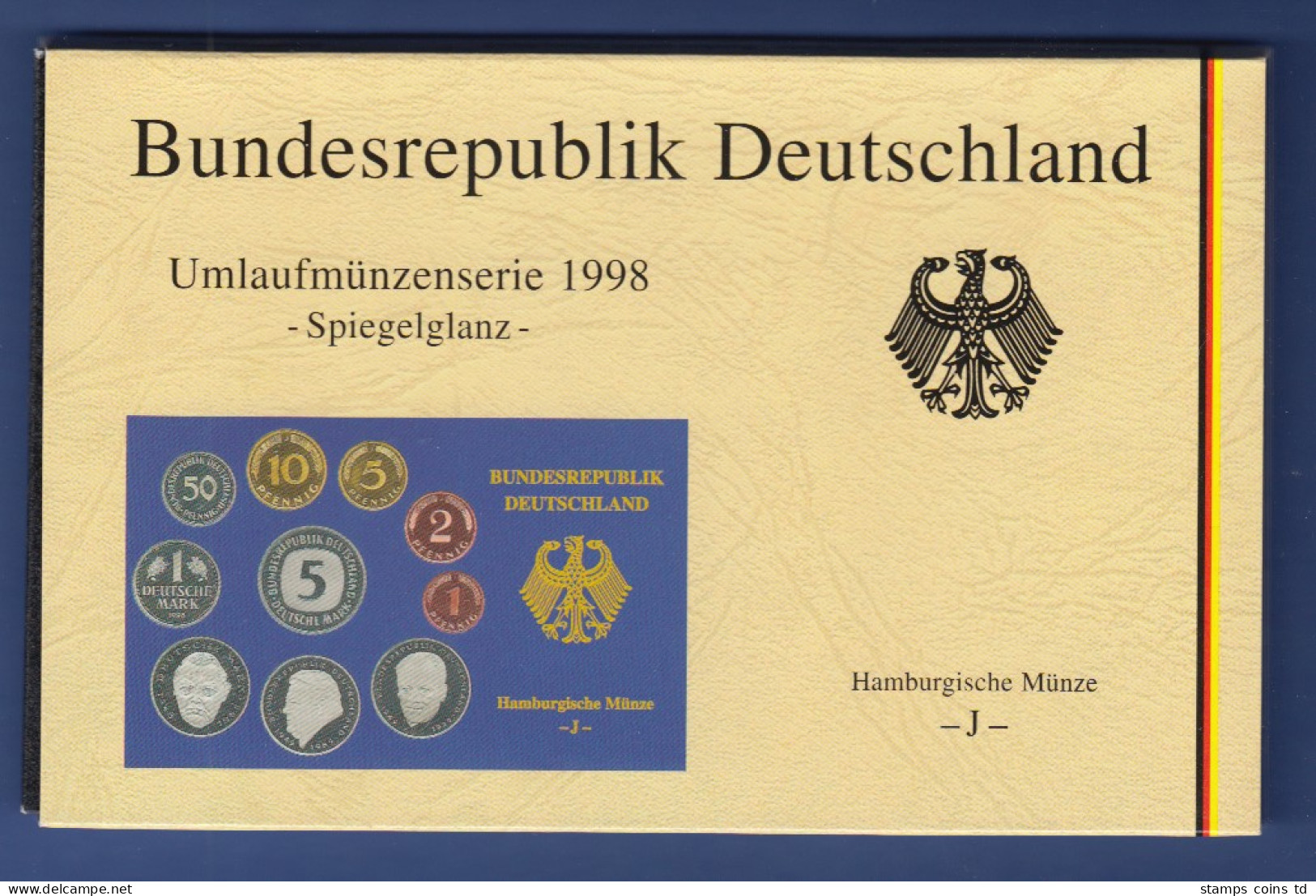 Bundesrepublik DM-Kursmünzensatz 1998 J Polierte Platte PP - Mint Sets & Proof Sets