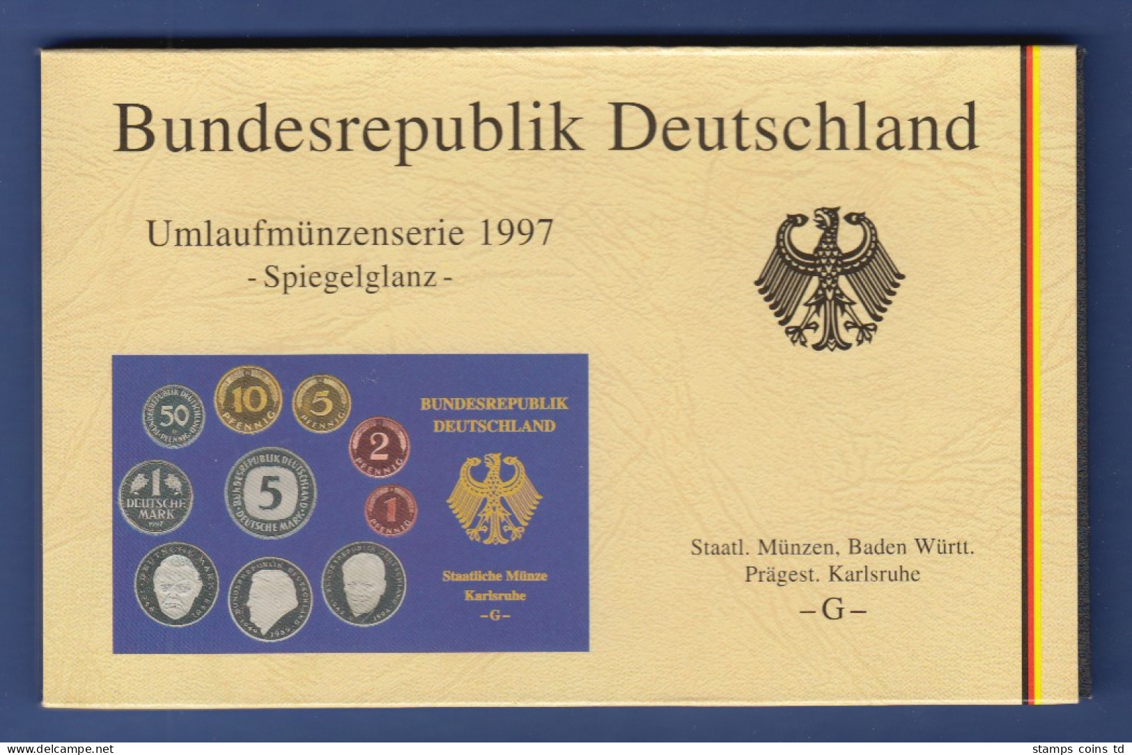 Bundesrepublik DM-Kursmünzensatz 1997 G Polierte Platte PP - Ongebruikte Sets & Proefsets