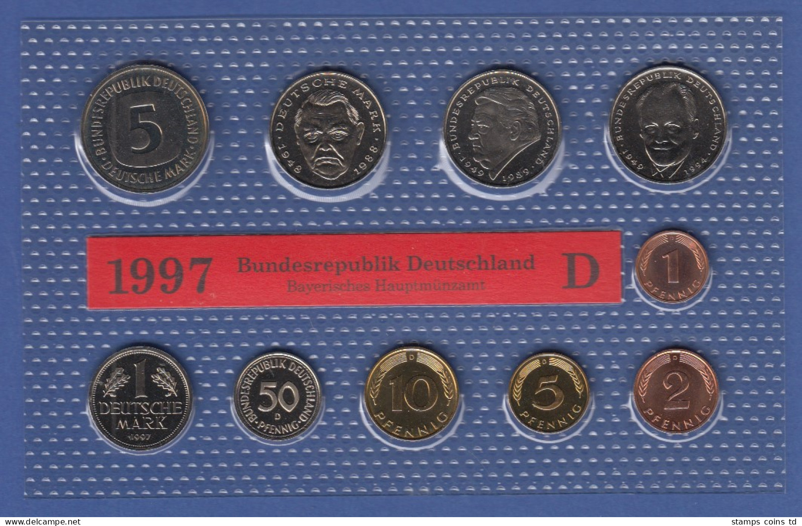 Bundesrepublik DM-Kursmünzensatz 1997 D Stempelglanz - Ongebruikte Sets & Proefsets