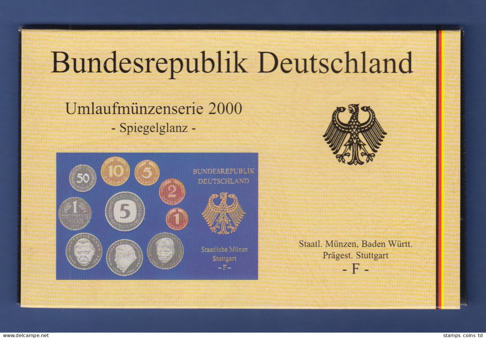Bundesrepublik DM-Kursmünzensatz 2000 F Polierte Platte PP - Mint Sets & Proof Sets