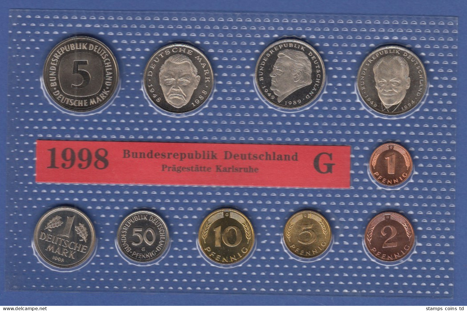 Bundesrepublik DM-Kursmünzensatz 1998 G Stempelglanz - Münz- Und Jahressets