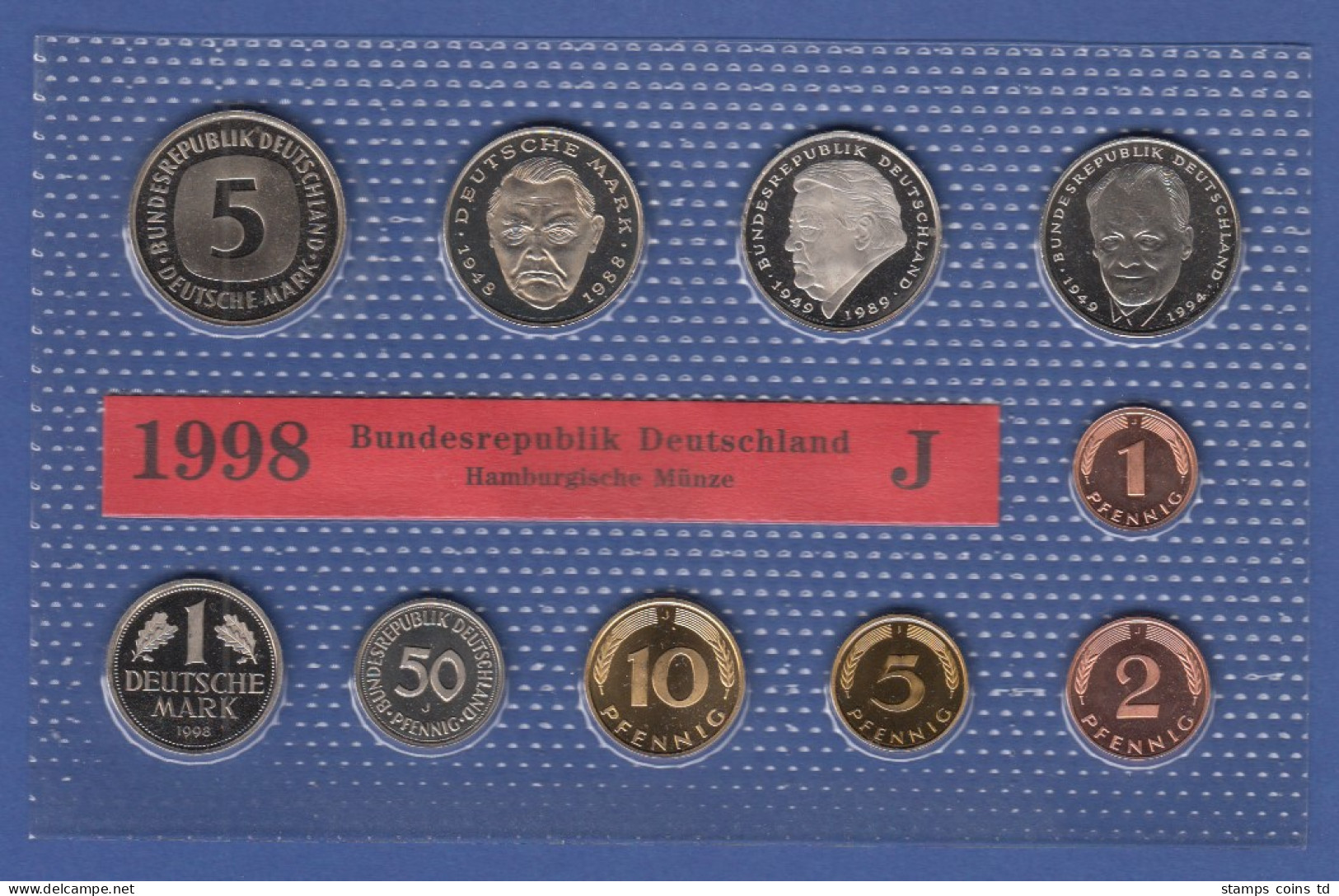 Bundesrepublik DM-Kursmünzensatz 1998 J Stempelglanz - Ongebruikte Sets & Proefsets