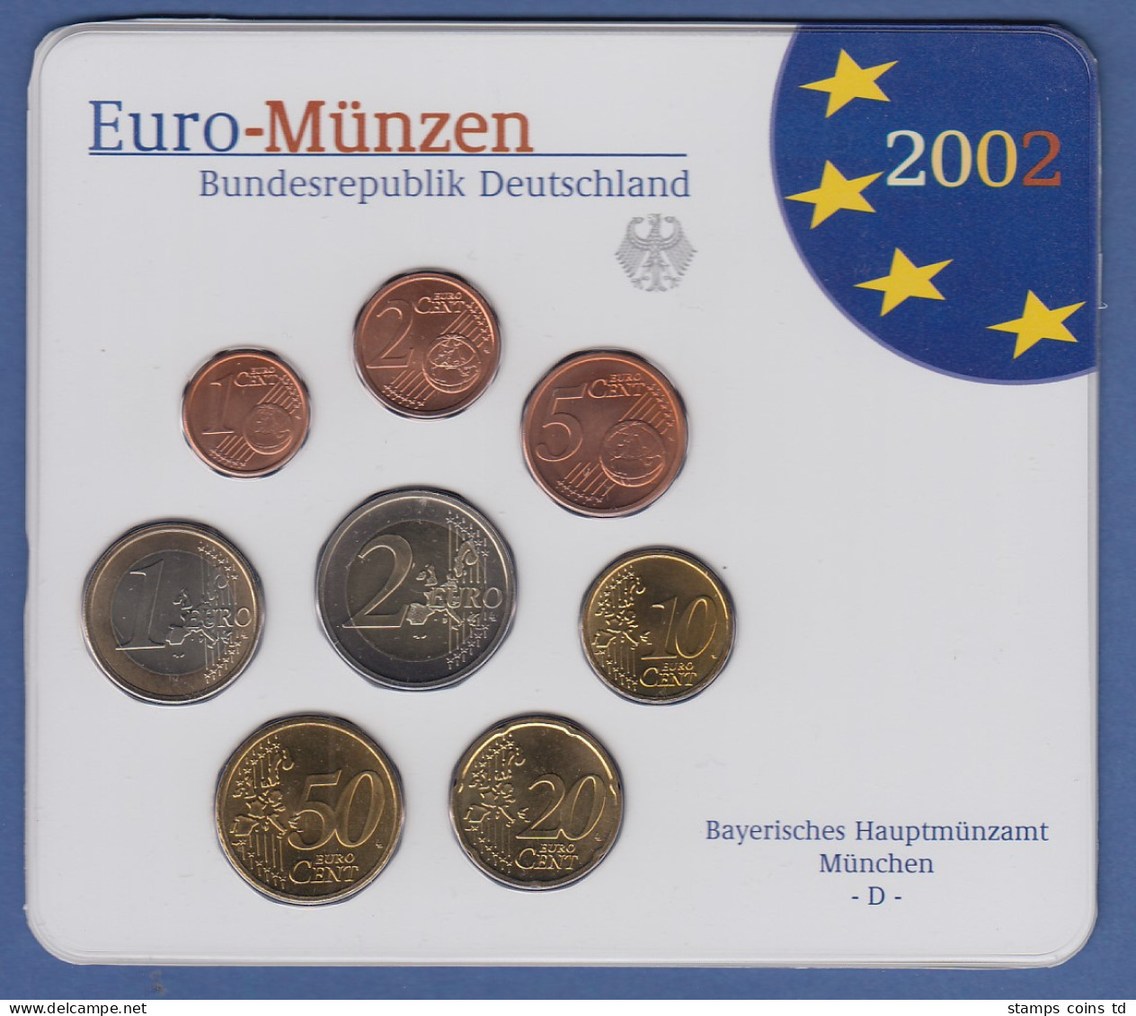 Bundesrepublik EURO-Kursmünzensatz 2002 D Normalausführung Stempelglanz - Sets De Acuñados &  Sets De Pruebas