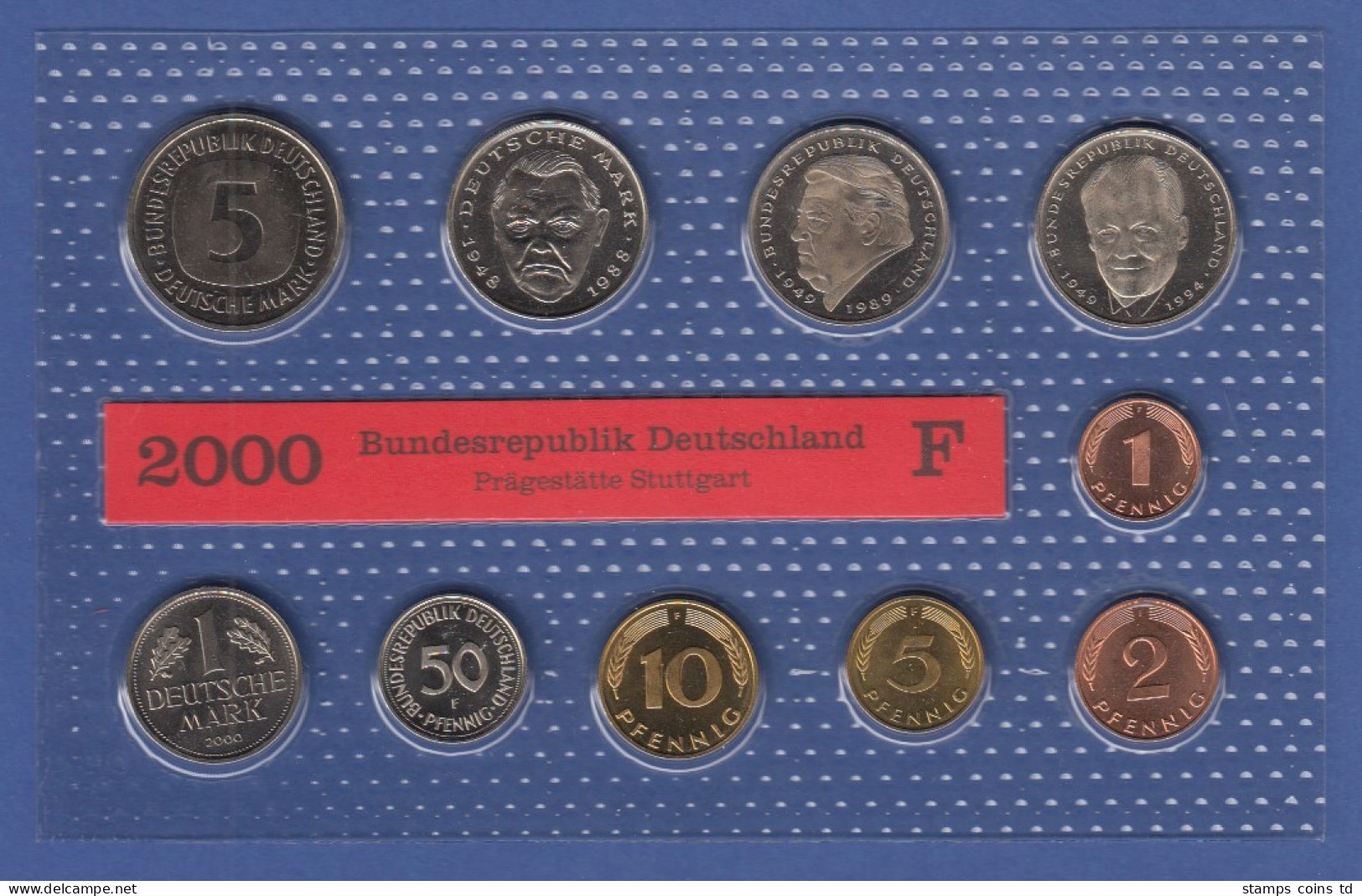 Bundesrepublik DM-Kursmünzensatz 2000 F Stempelglanz - Ongebruikte Sets & Proefsets