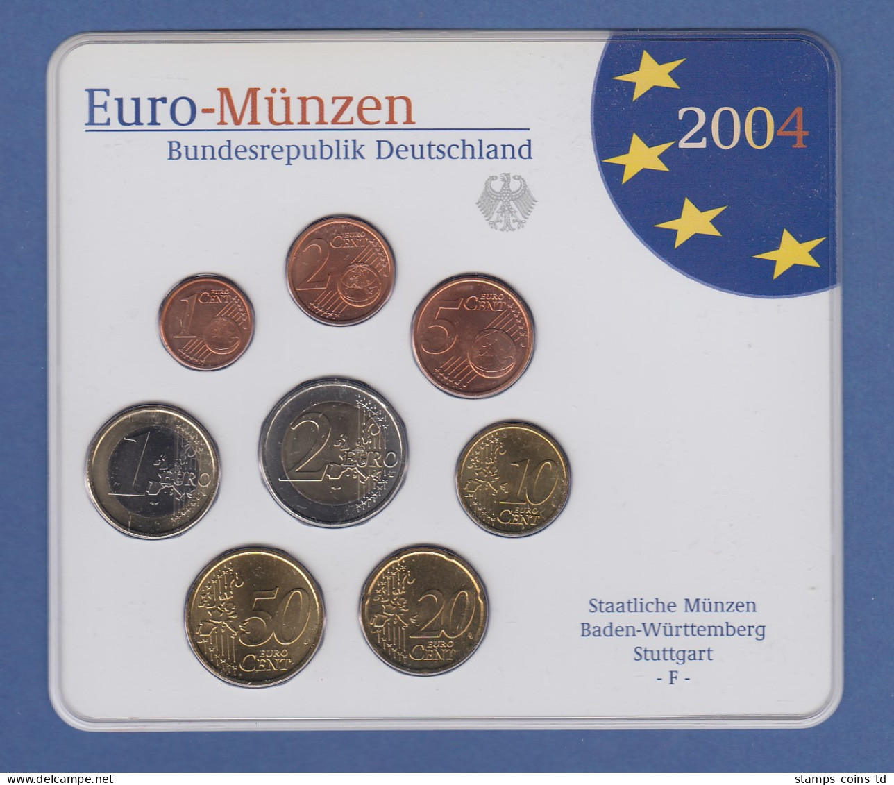 Bundesrepublik EURO-Kursmünzensatz 2004 F Normalausführung Stempelglanz - Ongebruikte Sets & Proefsets