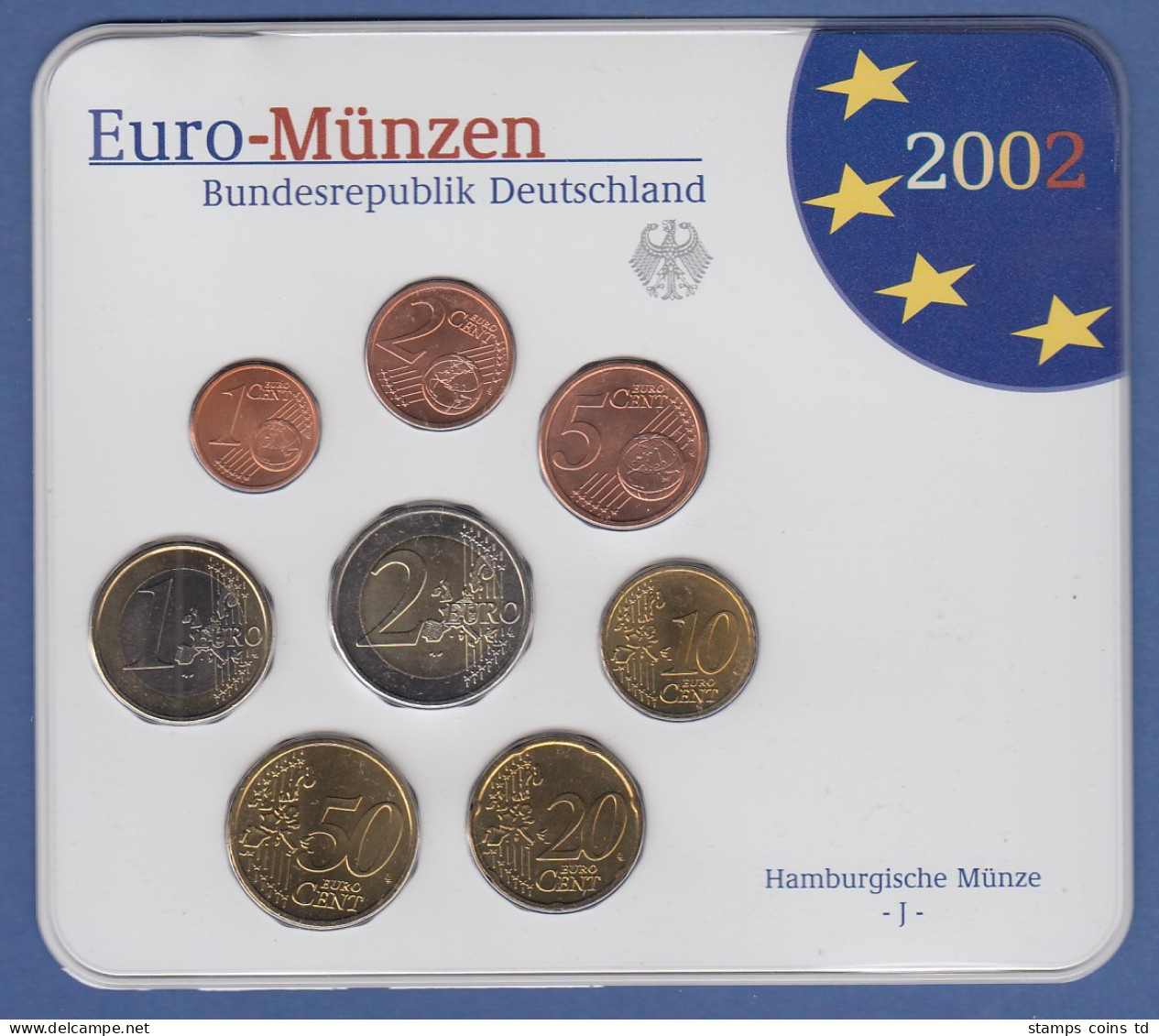 Bundesrepublik EURO-Kursmünzensatz 2002 J Normalausführung Stempelglanz - Mint Sets & Proof Sets