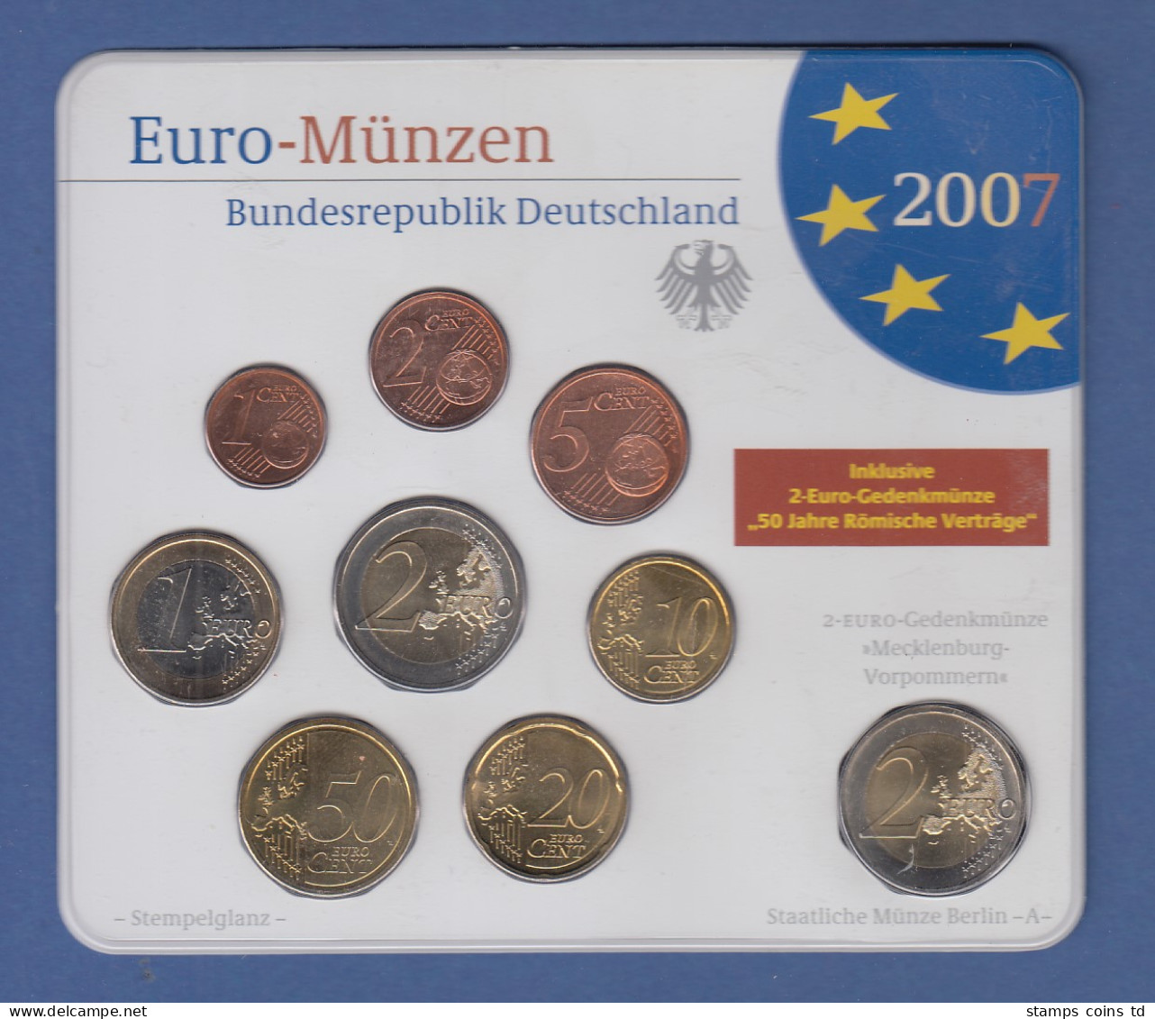 Bundesrepublik EURO-Kursmünzensatz 2007 A Normalausführung Stempelglanz - Ongebruikte Sets & Proefsets