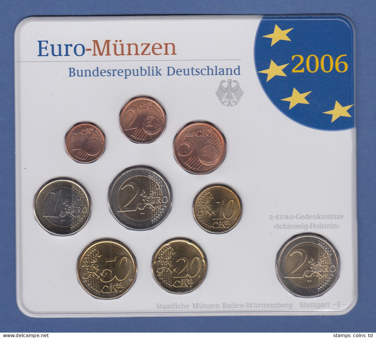 Bundesrepublik EURO-Kursmünzensatz 2006 F Normalausführung Stempelglanz - Ongebruikte Sets & Proefsets