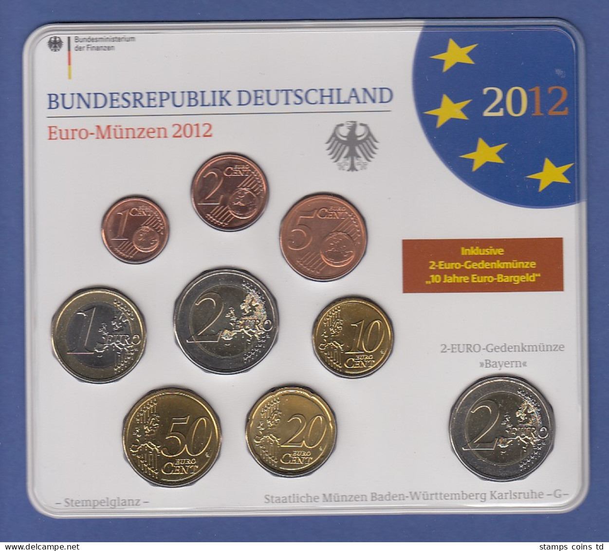 Bundesrepublik EURO-Kursmünzensatz 2012 G Normalausführung Stempelglanz - Sets De Acuñados &  Sets De Pruebas