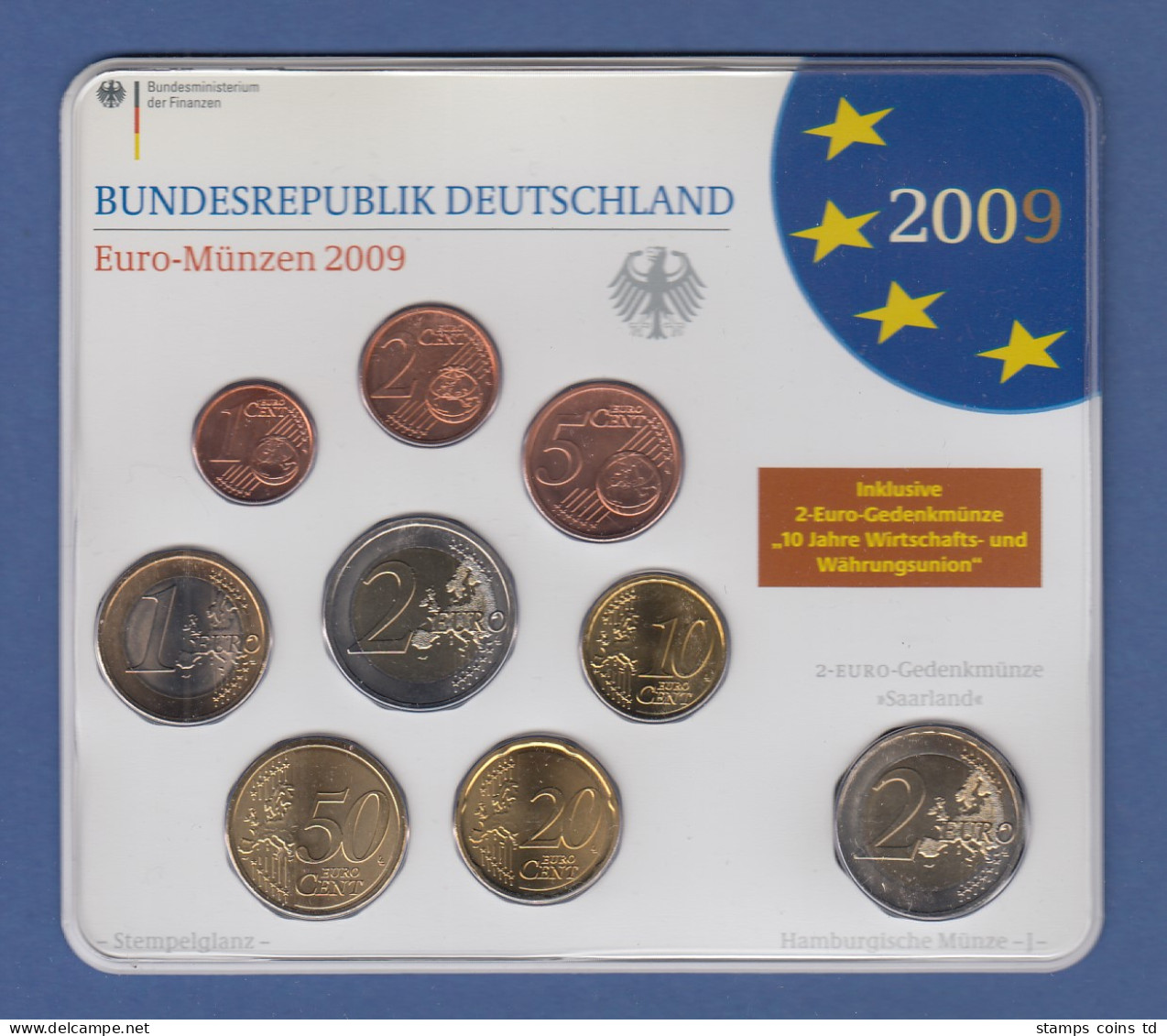 Bundesrepublik EURO-Kursmünzensatz 2009 J Normalausführung Stempelglanz - Sets De Acuñados &  Sets De Pruebas