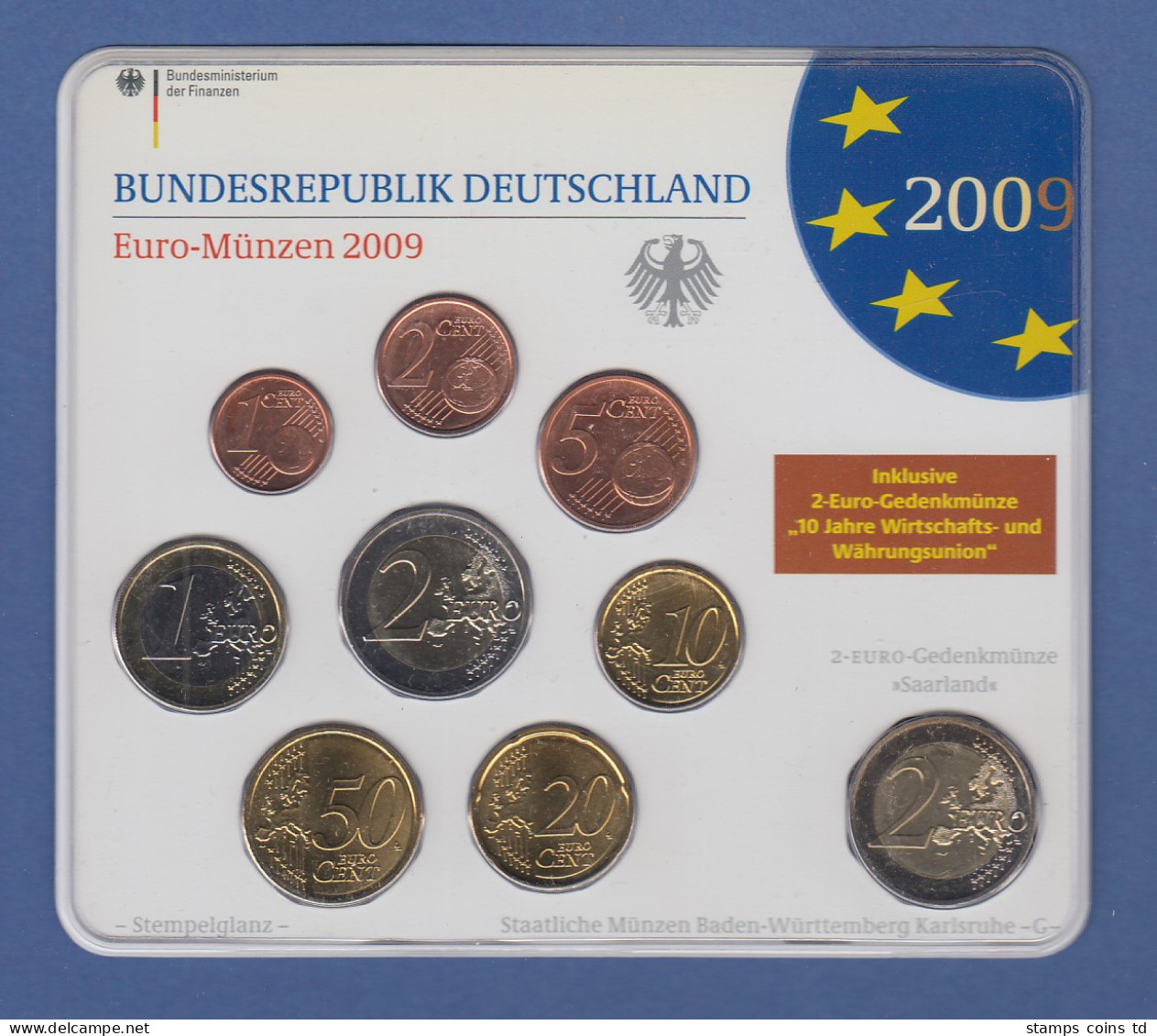 Bundesrepublik EURO-Kursmünzensatz 2009 G Normalausführung Stempelglanz - Sets De Acuñados &  Sets De Pruebas