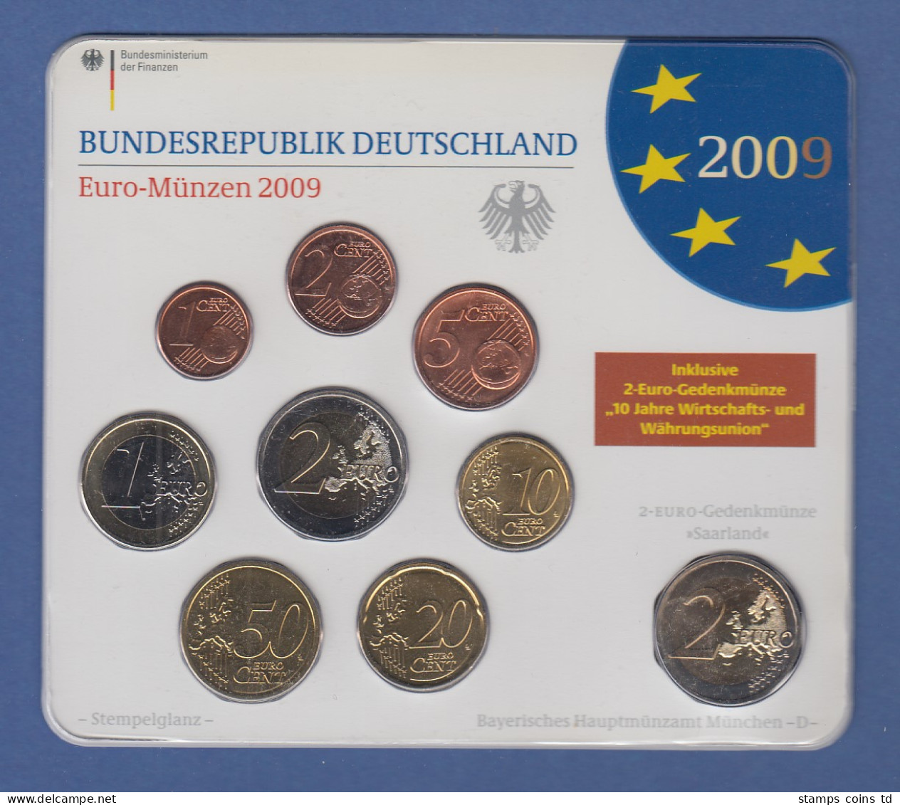 Bundesrepublik EURO-Kursmünzensatz 2009 D Normalausführung Stempelglanz - Mint Sets & Proof Sets