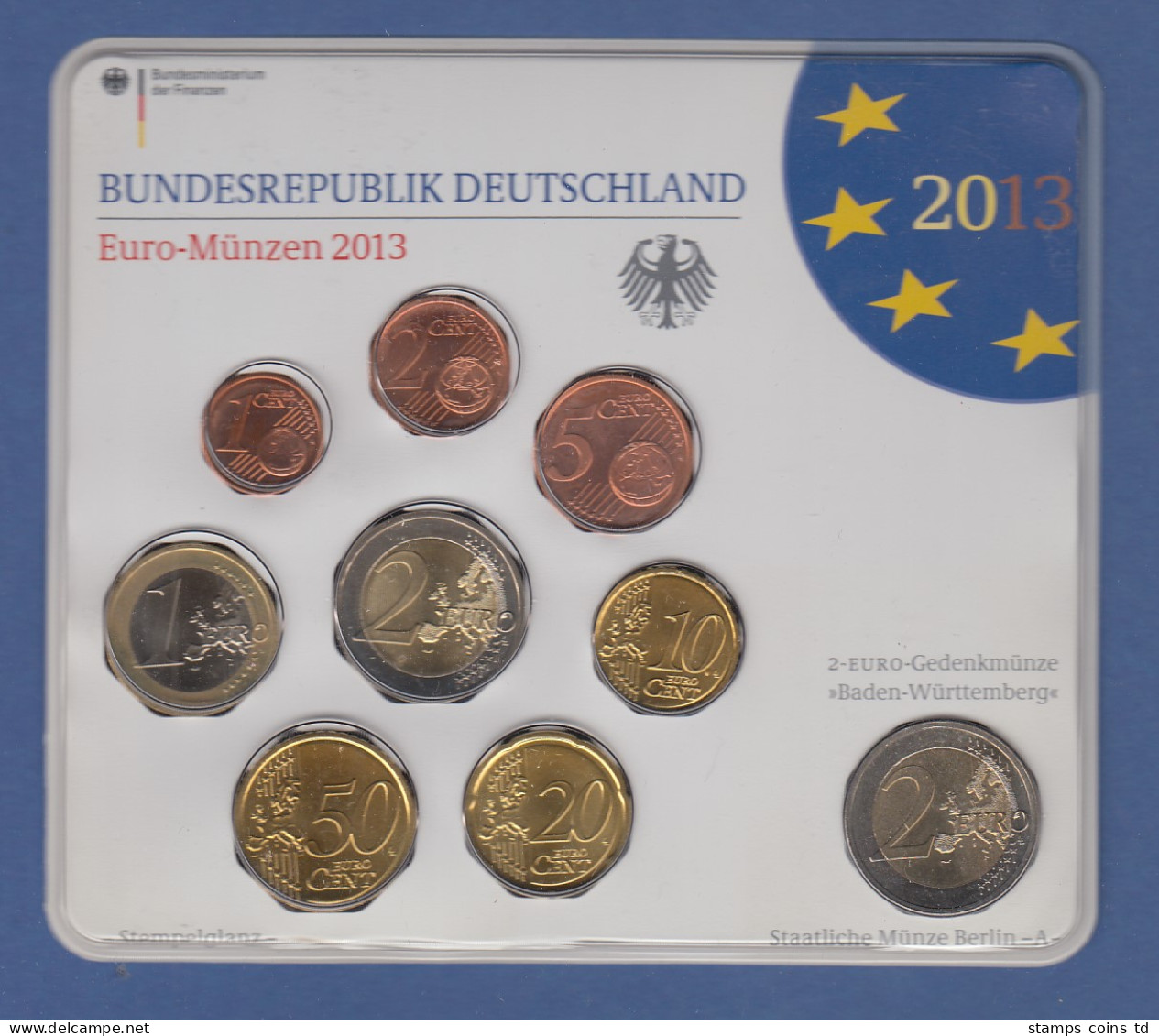 Bundesrepublik EURO-Kursmünzensatz 2013 A Normalausführung Stempelglanz - Sets De Acuñados &  Sets De Pruebas