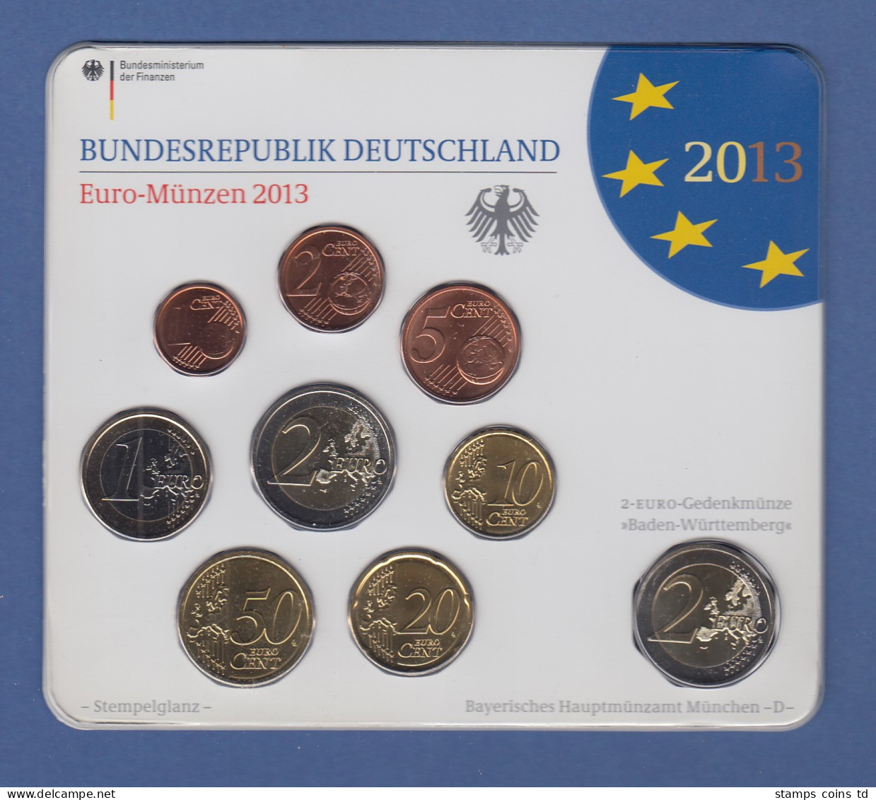 Bundesrepublik EURO-Kursmünzensatz 2013 D Normalausführung Stempelglanz - Ongebruikte Sets & Proefsets