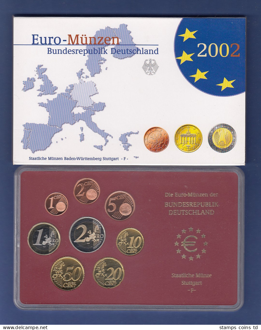 Bundesrepublik EURO-Kursmünzensatz 2002 F Spiegelglanz-Ausführung PP - Ongebruikte Sets & Proefsets