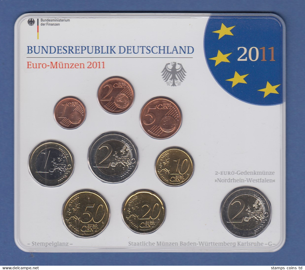 Bundesrepublik EURO-Kursmünzensatz 2011 G Normalausführung Stempelglanz - Ongebruikte Sets & Proefsets