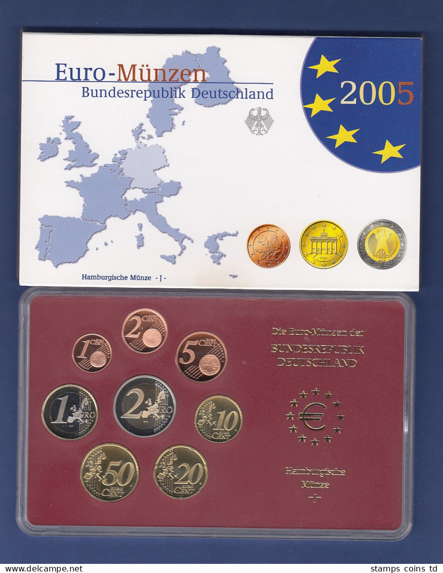 Bundesrepublik EURO-Kursmünzensatz 2005 J Spiegelglanz-Ausführung PP - Münz- Und Jahressets