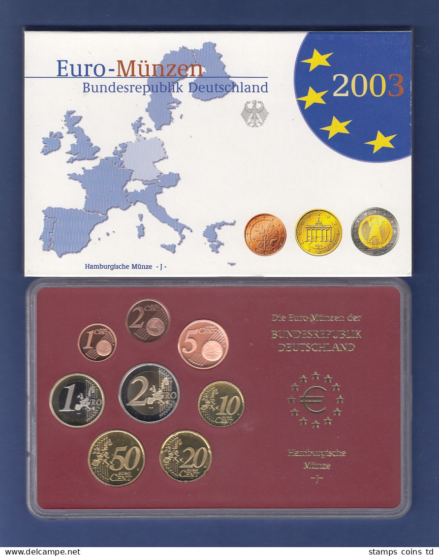 Bundesrepublik EURO-Kursmünzensatz 2003 J Spiegelglanz-Ausführung PP - Mint Sets & Proof Sets