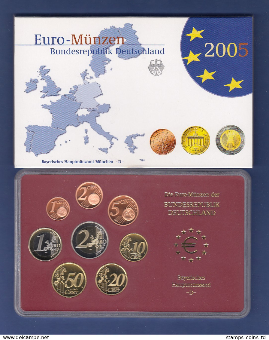 Bundesrepublik EURO-Kursmünzensatz 2005 D Spiegelglanz-Ausführung PP - Mint Sets & Proof Sets