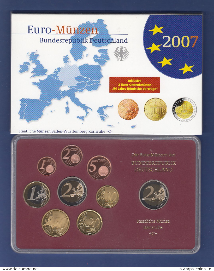 Bundesrepublik EURO-Kursmünzensatz 2007 G Spiegelglanz-Ausführung PP - Mint Sets & Proof Sets