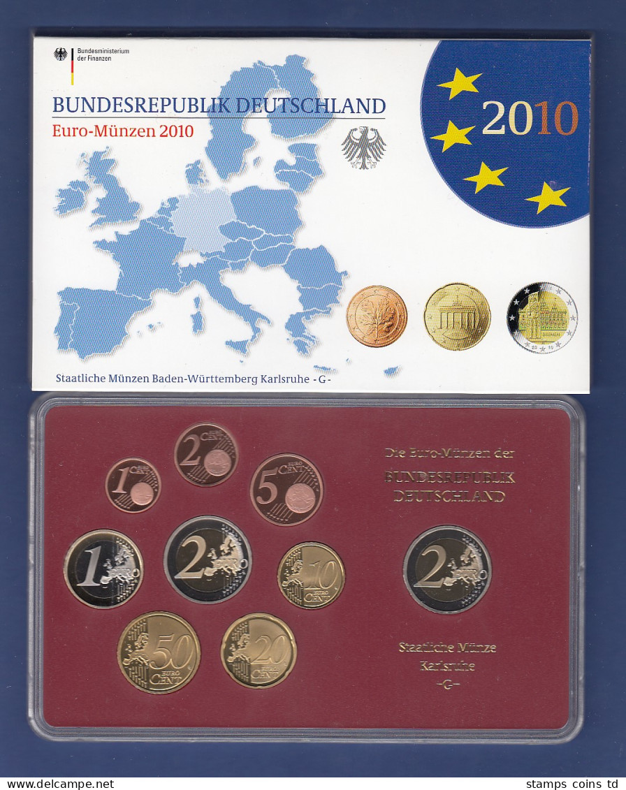 Bundesrepublik EURO-Kursmünzensatz 2010 G Spiegelglanz-Ausführung PP - Mint Sets & Proof Sets