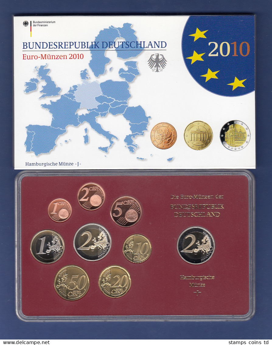 Bundesrepublik EURO-Kursmünzensatz 2010 J Spiegelglanz-Ausführung PP - Mint Sets & Proof Sets
