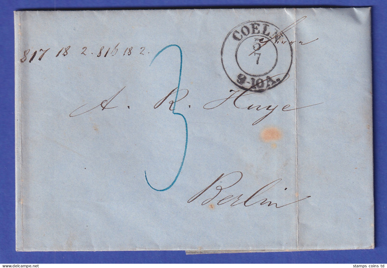 Preußen Brief Mit Zweikreisstempel COELN - 1854 - Sonstige & Ohne Zuordnung