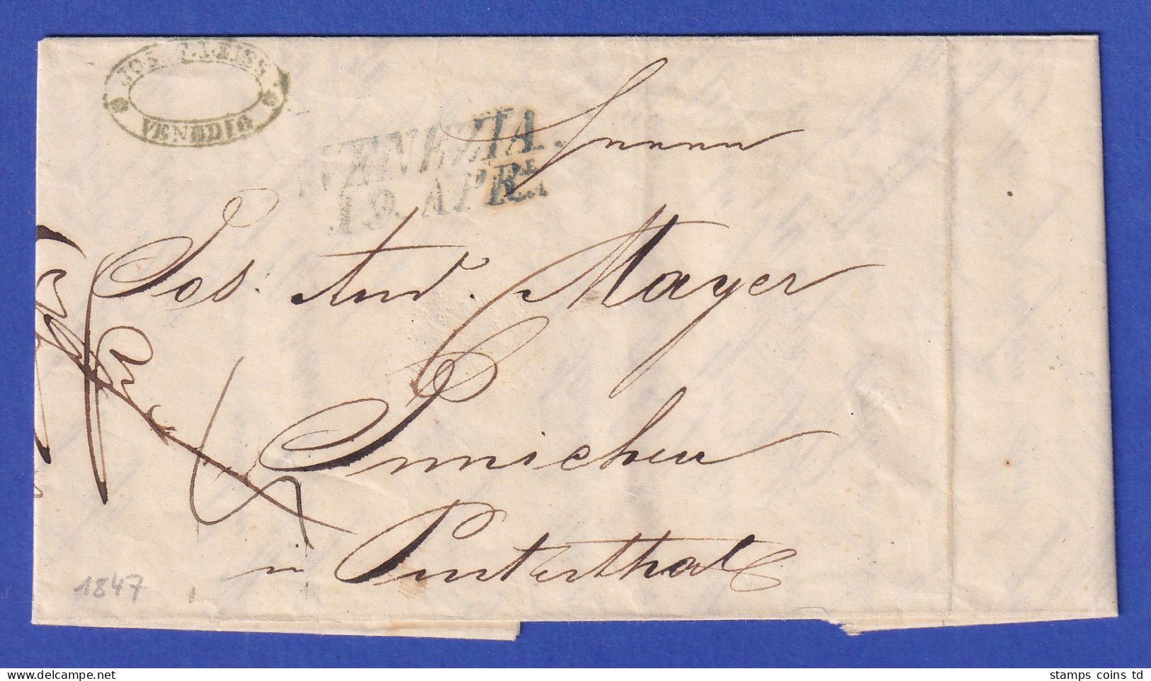 Österreich Geschäftsbrief Mit Zweizeiler VENEZIA 1847 - ...-1850 Prephilately