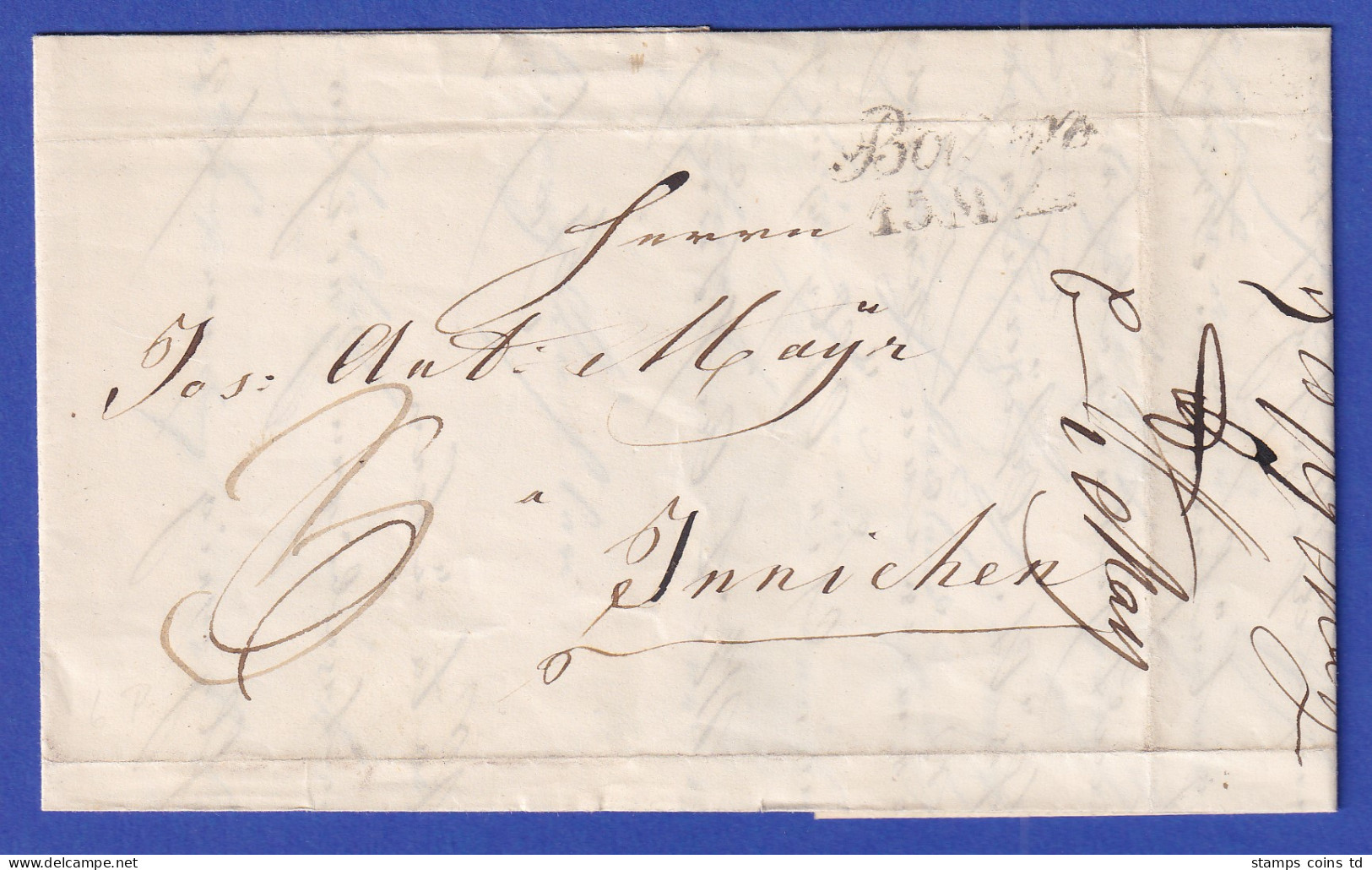 Österreich Geschäftsbrief Mit Zweizeiler-Stempel Botzen 1849 - ...-1850 Prephilately