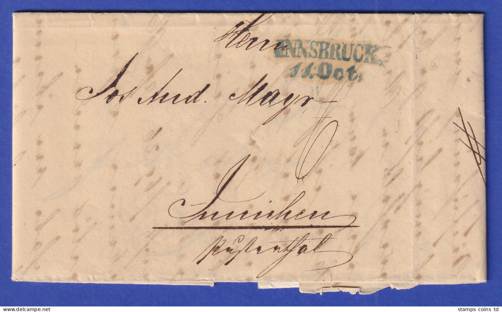 Österreich Geschäftsbrief Mit Zweizeiler INNSBRUCK 1845 ? - ...-1850 Prephilately