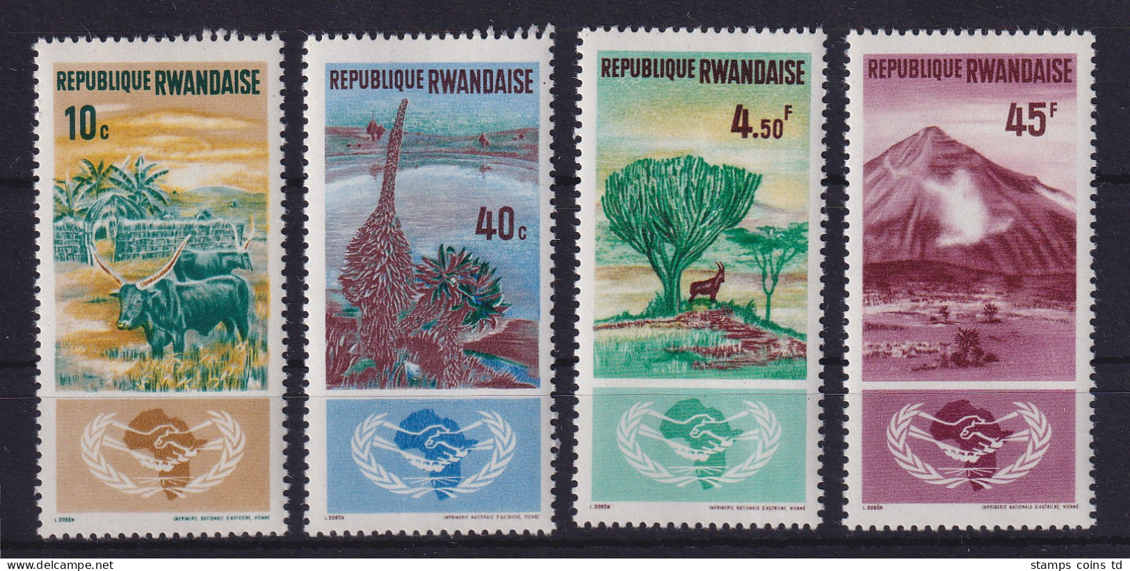 Ruanda 1965 Landschaften Und Tiere Mi.-Nr. 125-128 A Postfrisch ** - Otros & Sin Clasificación