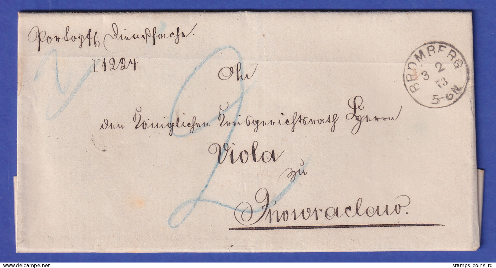 Preußen Brief Mit Einkreisstempel BROMBERG, 1873 - Altri & Non Classificati