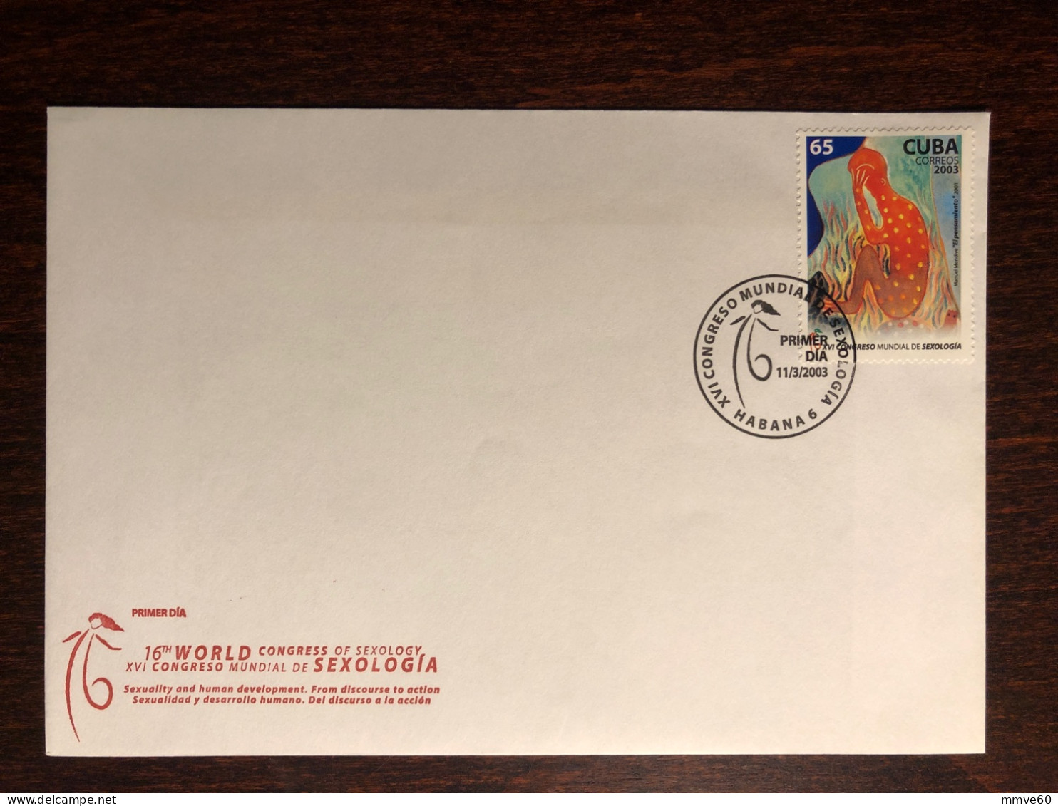 CUBA FDC COVER 2003 YEAR SEXOLOGY CONGRESS SEX  HEALTH MEDICINE STAMP - Cartas & Documentos