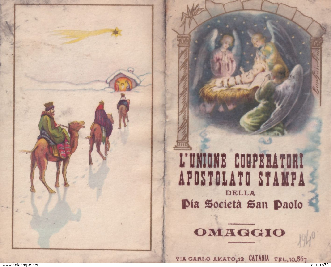 Calendarietto - L'unione Cooperatori Apostolato Stampa Della Pia Società San Paolo - Catania - Anno 1940 - Petit Format : 1921-40