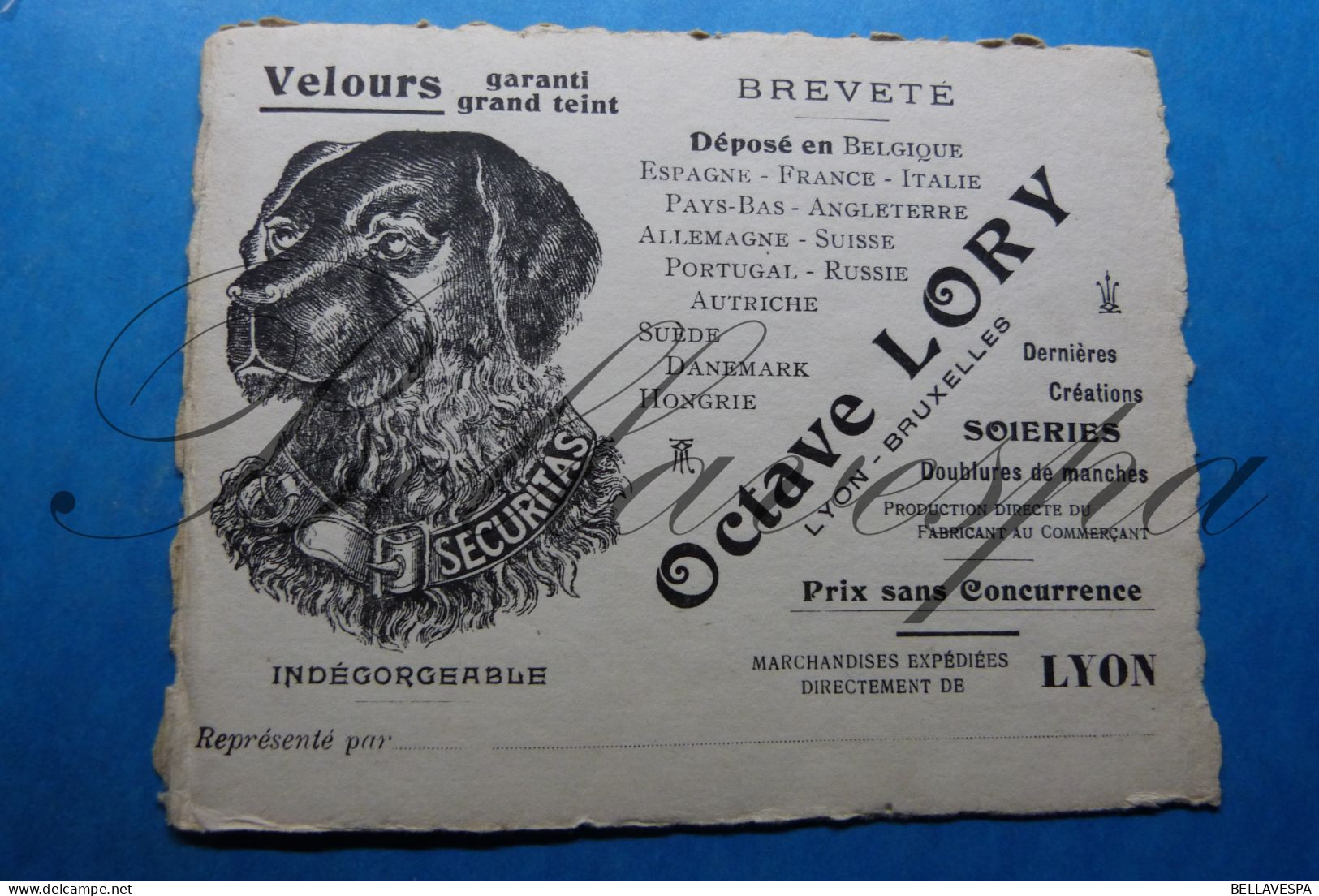 Octave LORY- LYON  Publicite Reclame  Verdelers Kaart - Sonstige & Ohne Zuordnung