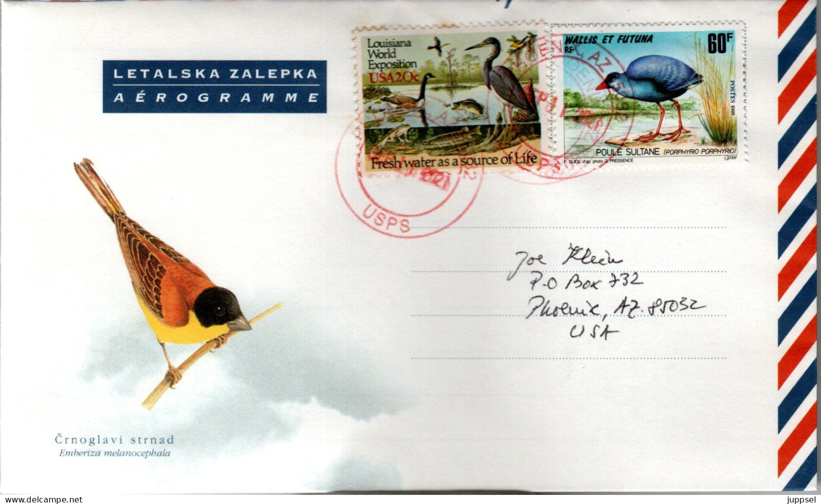 WALLIS Et FUTUNA, Air Letter, Bird    /     L'aérogramme, Oiseau, Poule Sultane - Gallinacées & Faisans