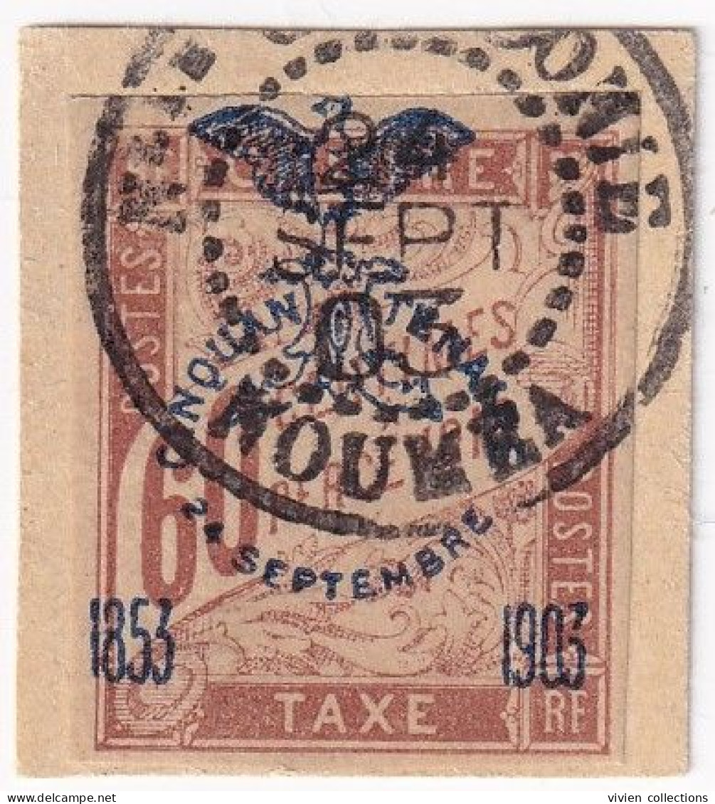 Nouvelle Calédonie Timbre Taxe N° 13 Signé Scheller Oblitéré Sur Petit Fragment Superbe - Portomarken