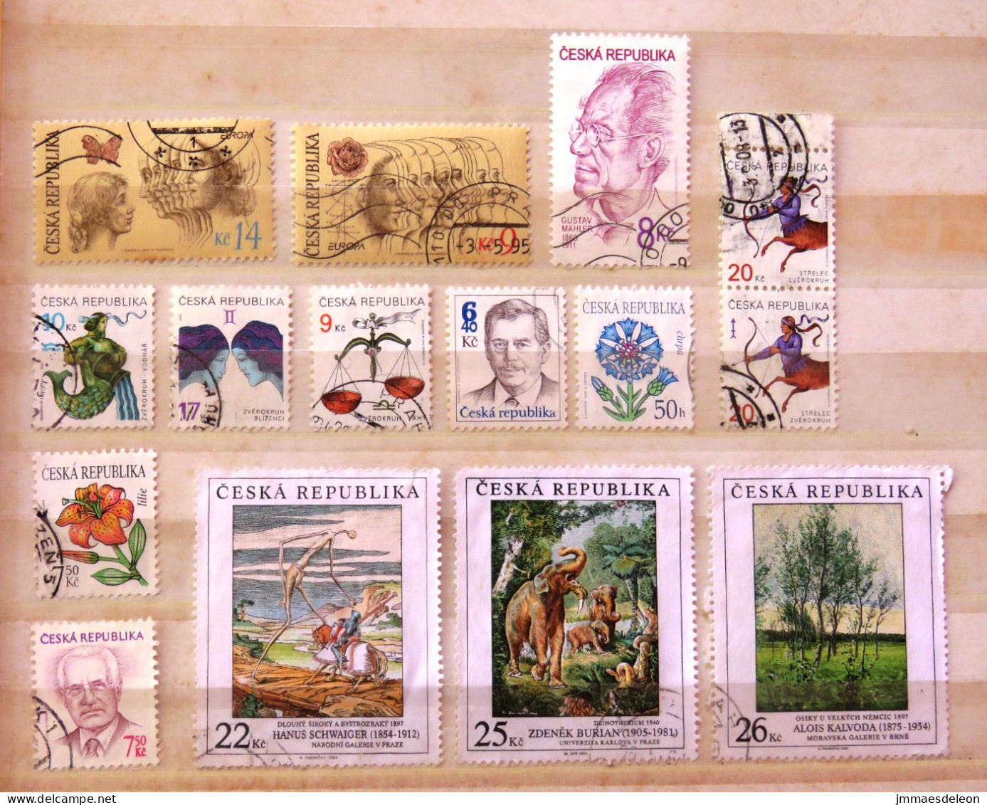 Czech Rep. 1995 - 2005 Women Europa Zodiac Bow Butterfly Paintings Flowers Elephant - Oblitérés