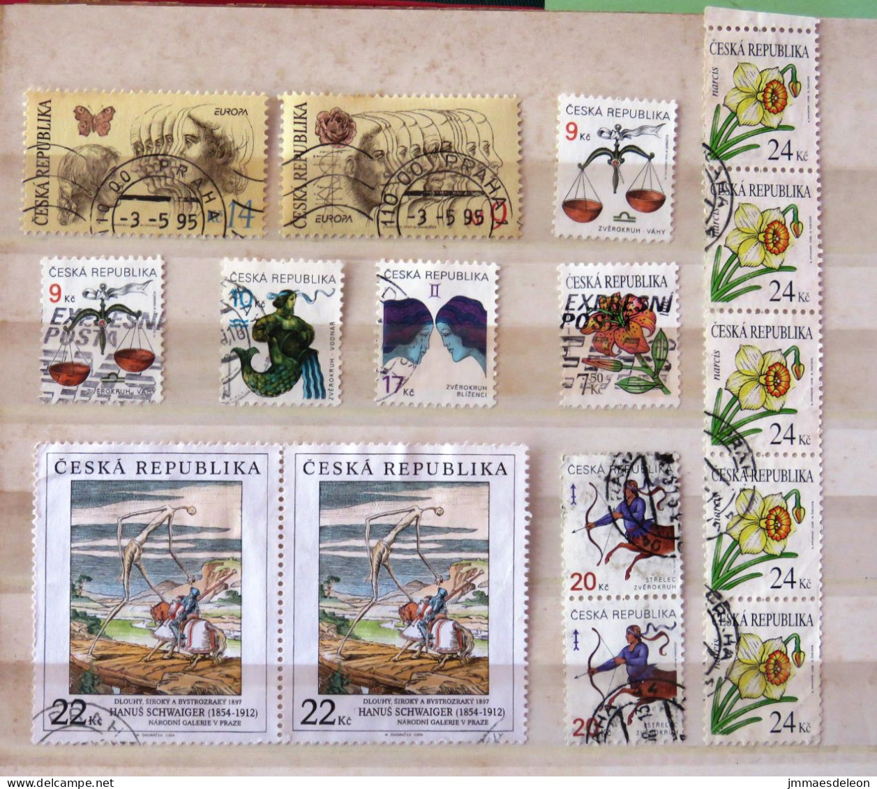 Czech Rep. 1995 - 2005 Women Europa Zodiac Bow Butterfly Paintings Flowers  - Used Stamps