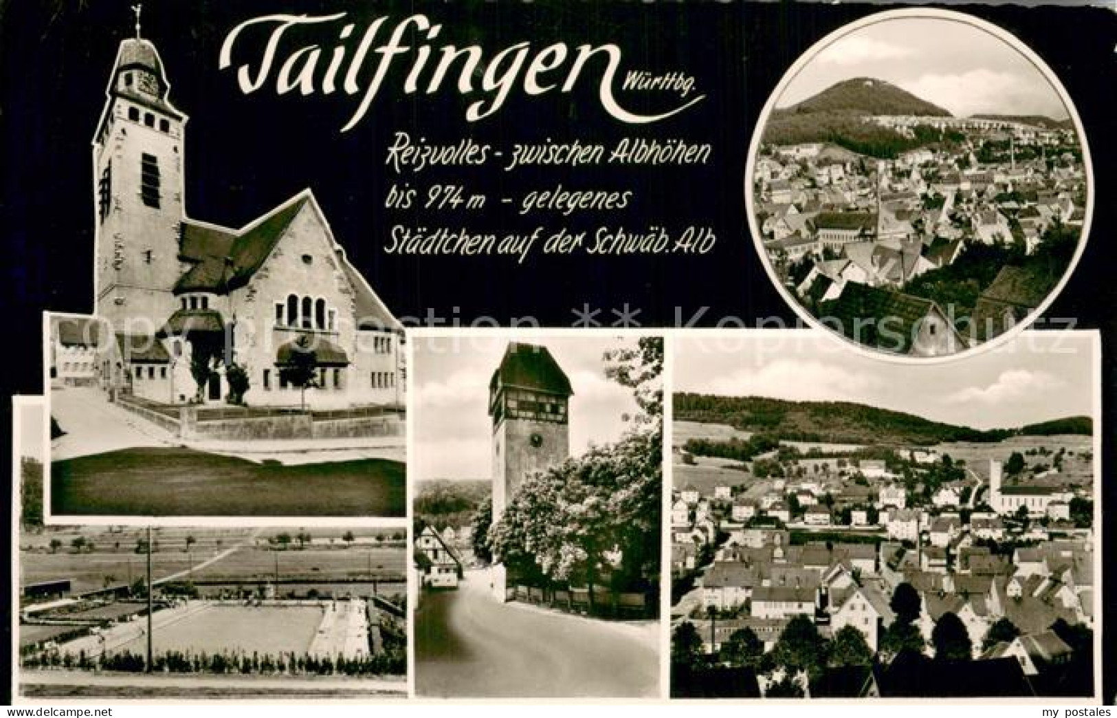 73770215 Tailfingen Albstadt Kirche Panorama Schwimmbad Turm  Tailfingen Albstad - Albstadt