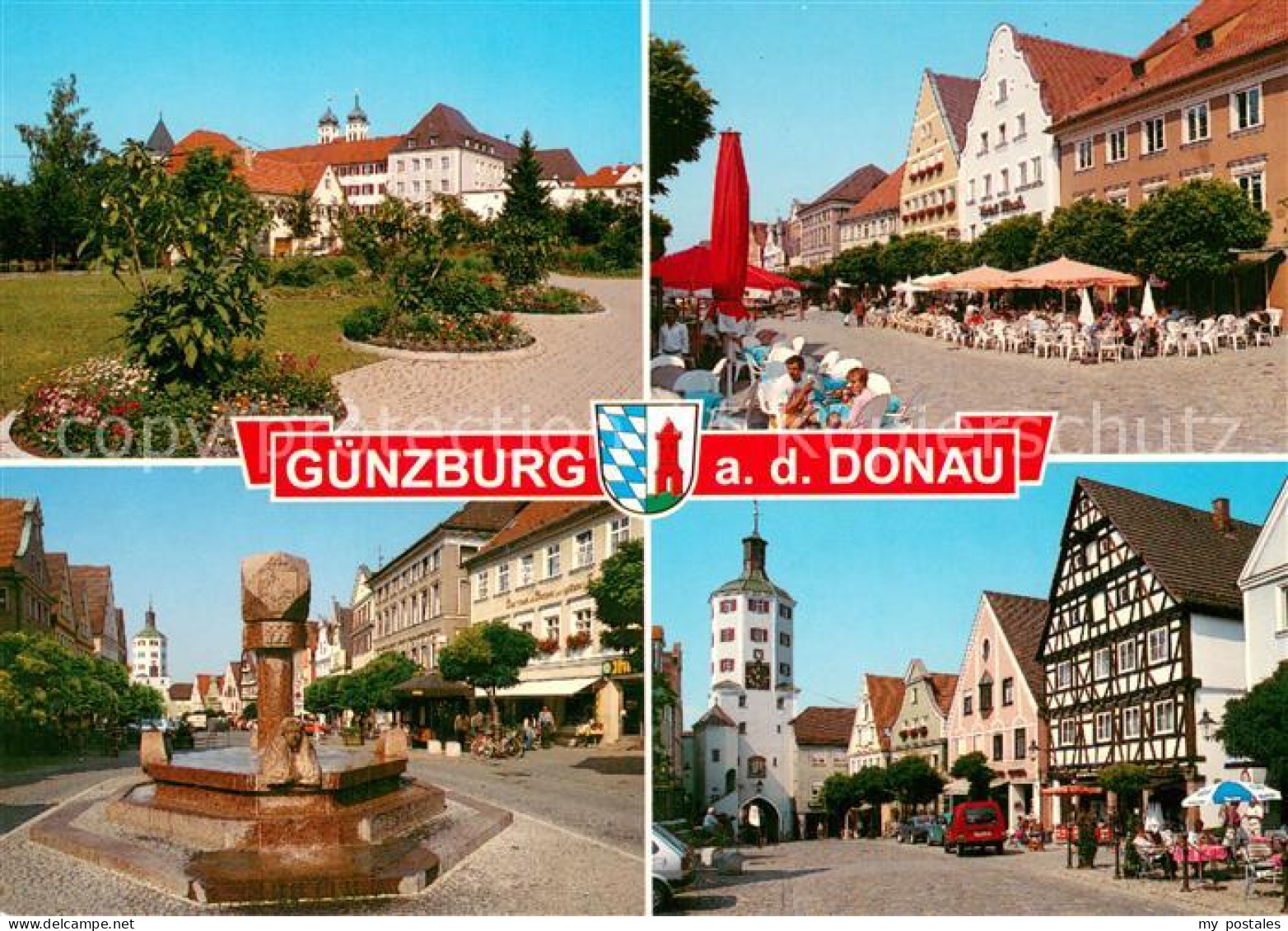 73736699 Guenzburg Schloss Park StrassenCafes Innenstadt Fachwerkhaus Stadttor B - Guenzburg