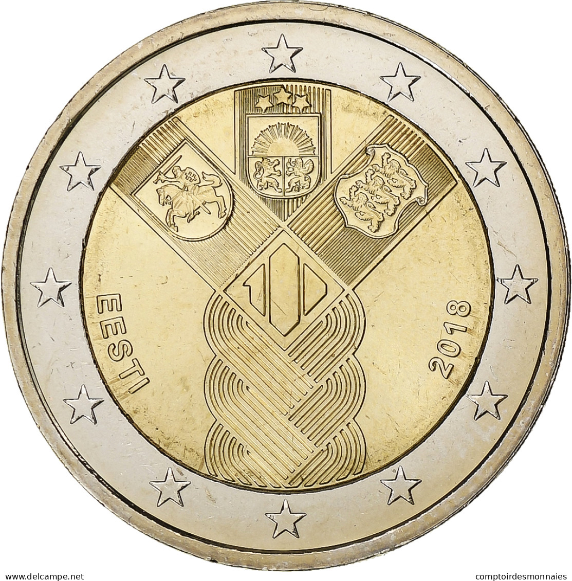 Estonie, 2 Euro, 2018, Bimétallique, SPL - Estonie